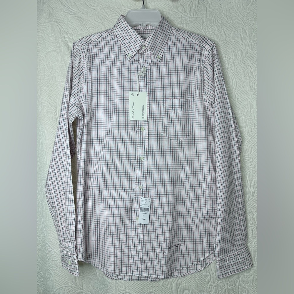 GANT Barney’s NY Rugger The Hugger Dreamy Oxford Tattersall HOBD Red NOS Shirt - Picture 2 of 15